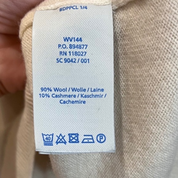 Boden Womens Wool Cashmere V-Neck Striped Trim Preppy Sweater Cream  Size M - Picture 4 of 5